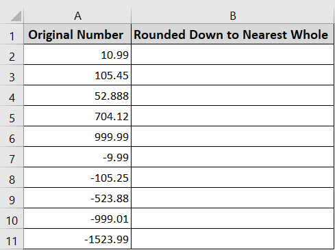 Using the INT Function to Round Down to the Nearest Whole Number