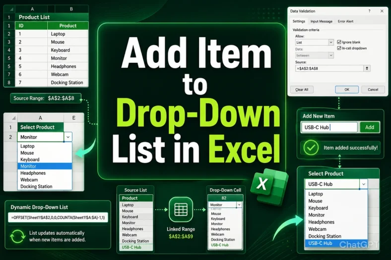 featured image - add item to drop down list in excel