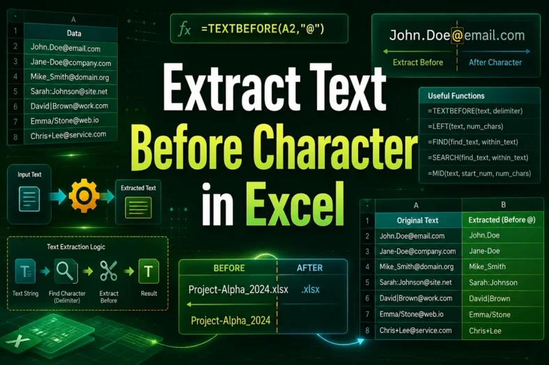 featured image - excel extract text before character