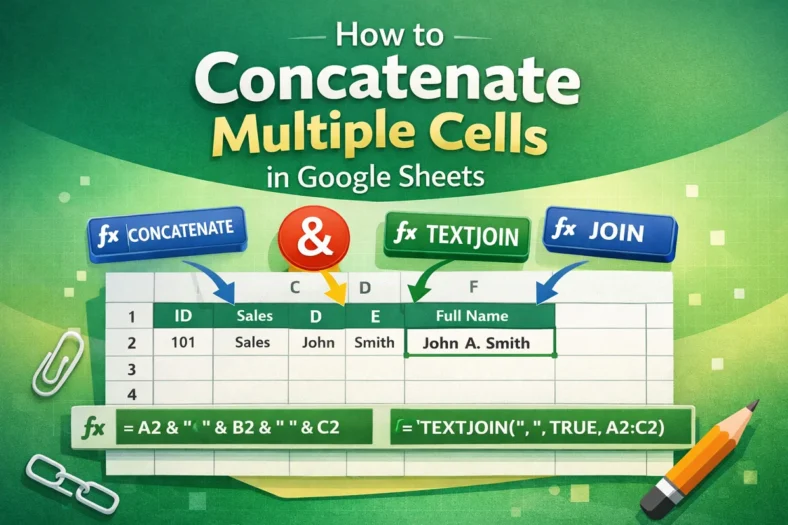 featured image - google sheets concatenate multiple cells