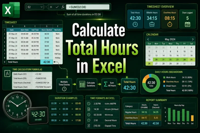 featured image - how to calculate total hours in excel