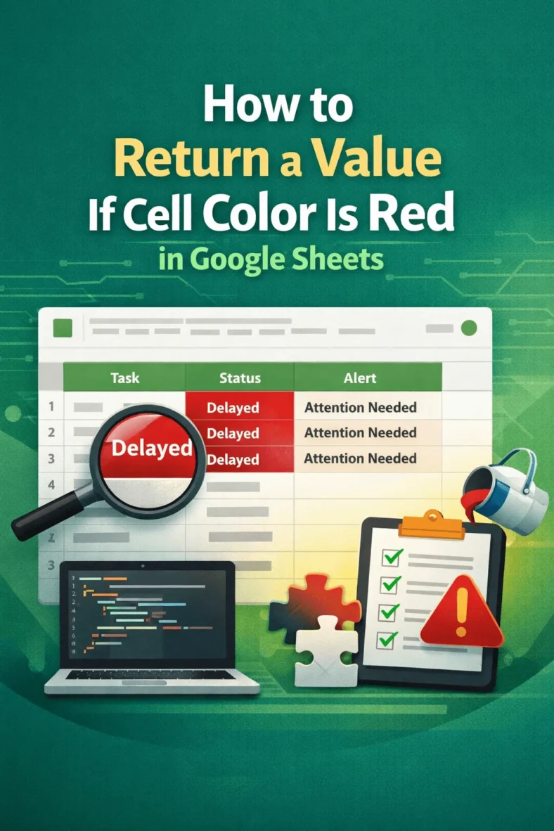 featured image - if cell color is red then google sheets