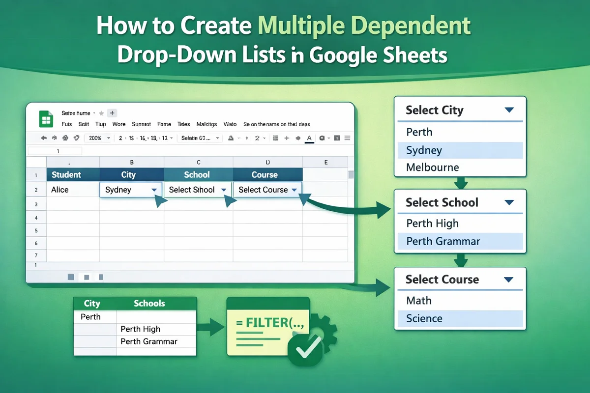 How to Create Multiple Dependent Drop Down List in Google Sheets ...