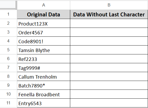 Removing the Last Character from Google Sheets using the LEFT Function