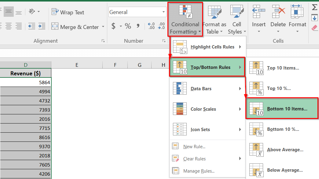 Highlighting the Lowest Value Using Built-in Rules