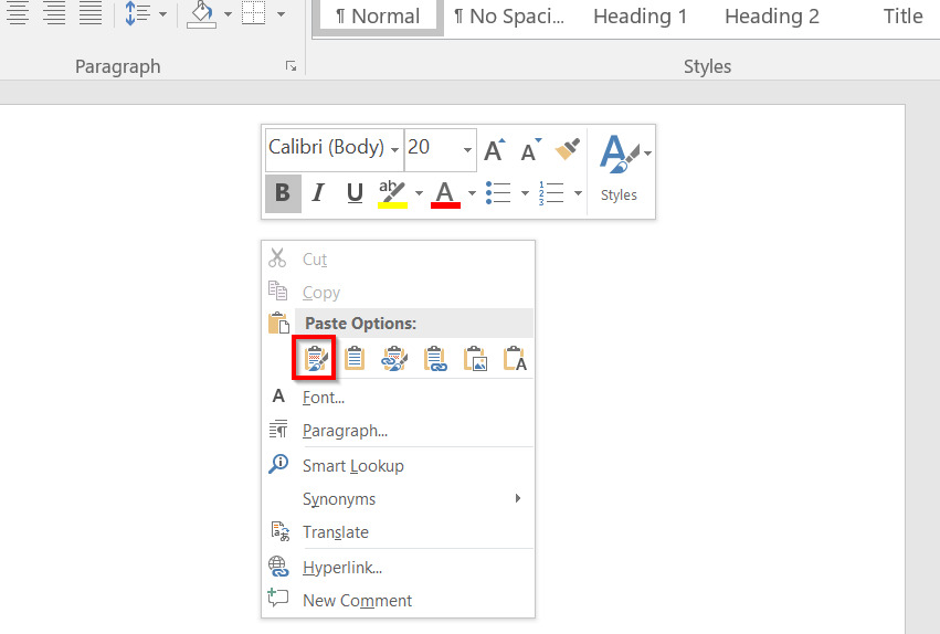 Copy Data from Excel to Word Without Losing Formatting Using ‘Paste’ Options