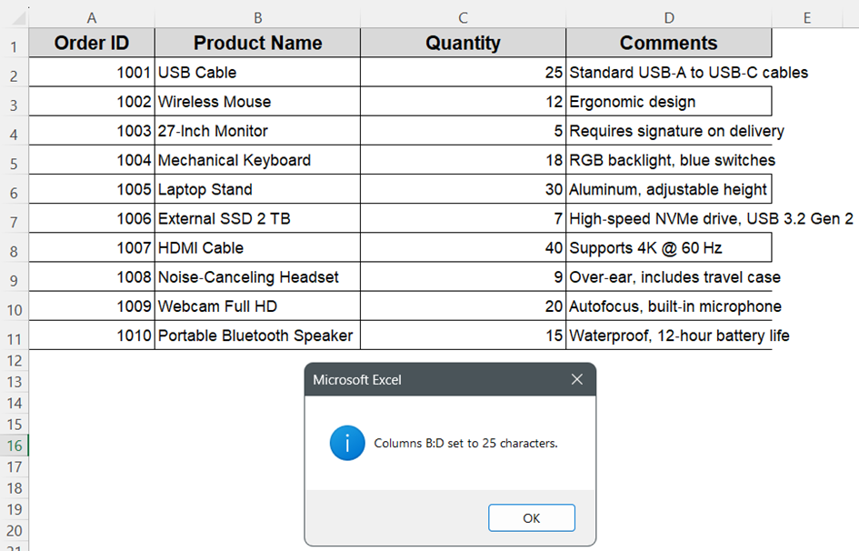 Set Matching Widths for Multiple Columns with VBA