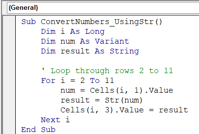 Convert Numbers to Strings in VBA Using the Str Function