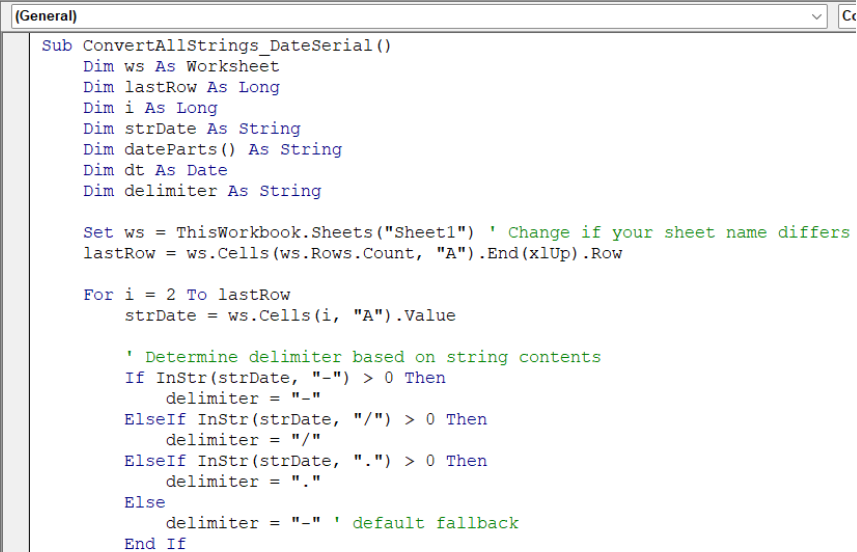 Transform Strings to Dates by Parsing Components with DateSerial