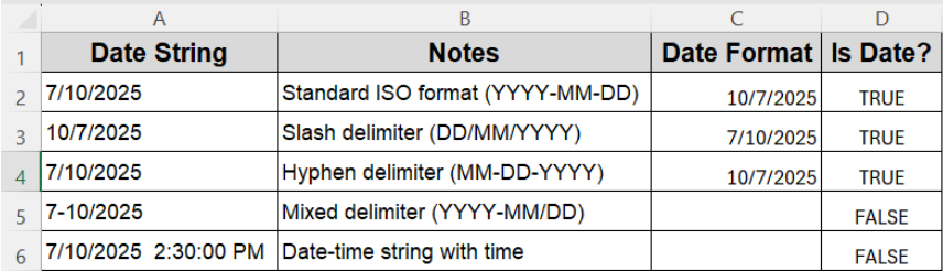 Transform Strings to Dates by Parsing Components with DateSerial