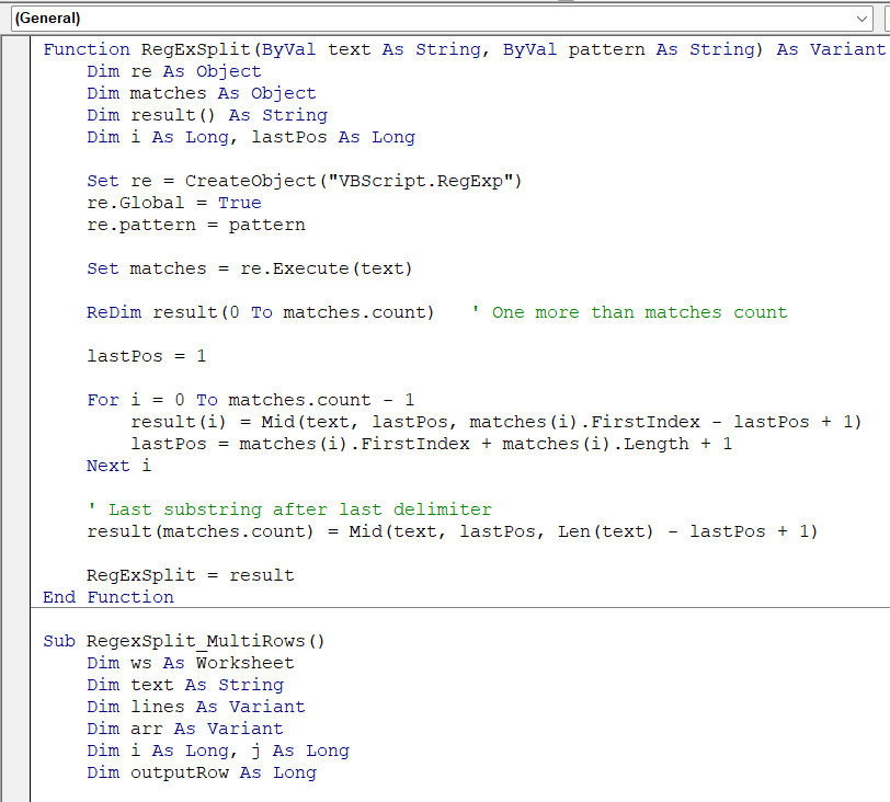 Use Regex .Split to Handle Complex Patterns and Multiple Delimiters in VBA