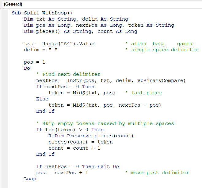 Craft Your Own Parser with InStr and Mid to Split a String Manually in VBA