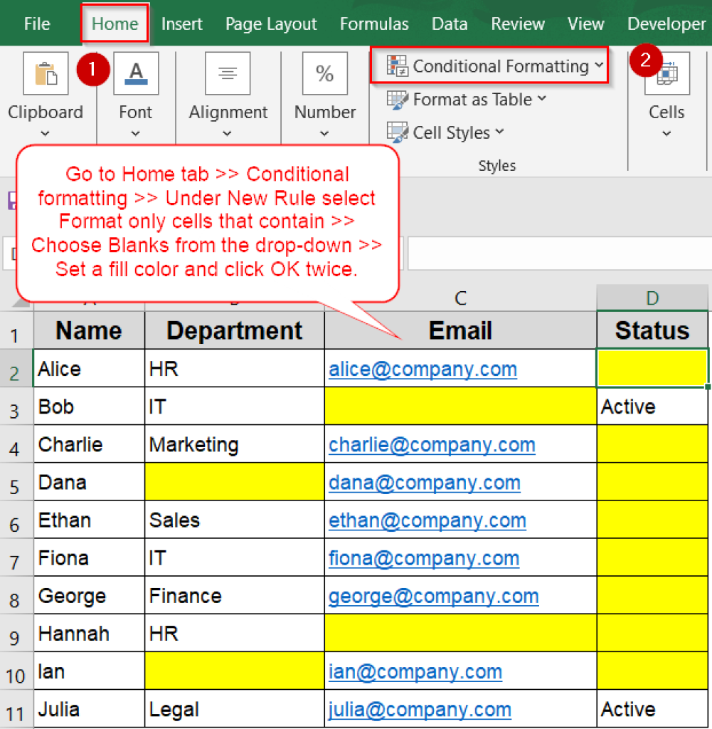 How to Apply Conditional Formatting to Blank Cells in Excel - Excel Insider