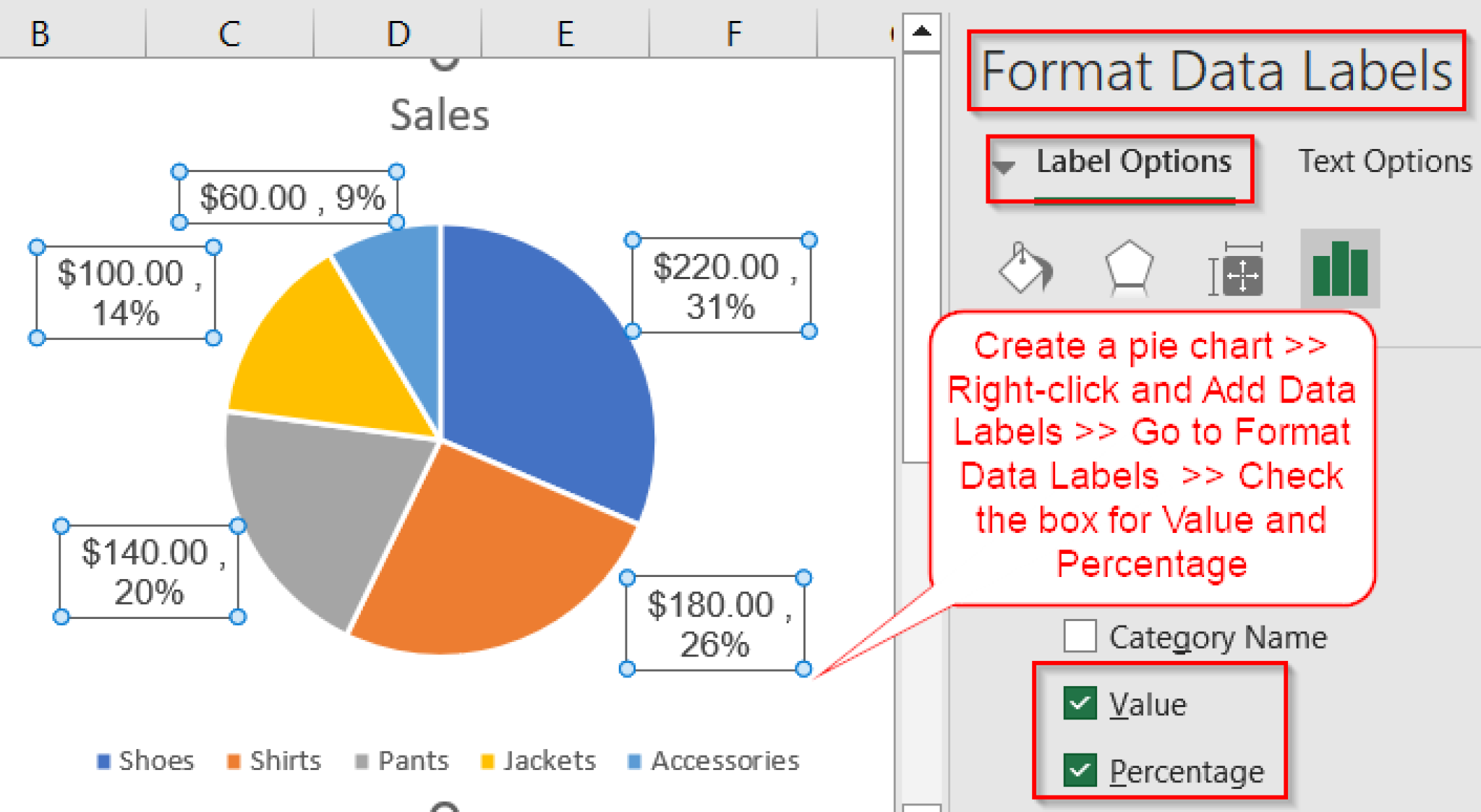 How to Show Percentage and Value in Excel Pie Chart - Excel Insider