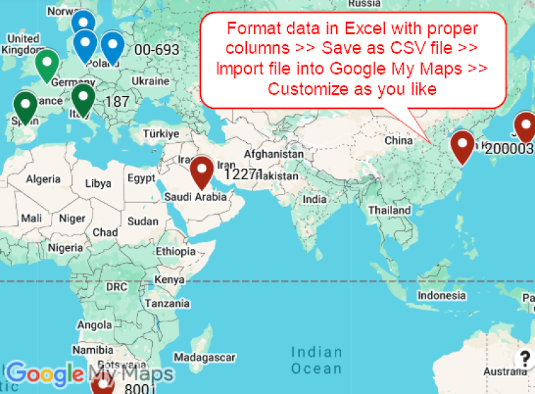 How to Plot Addresses on Google Map from Excel - Excel Insider
