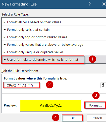 Use ISBLANK or OR Function in a Custom Formula