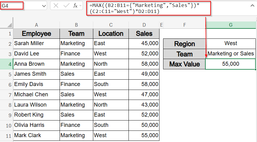 Try MAX/SUMPRODUCT Function with OR Logic for Multiple Criteria