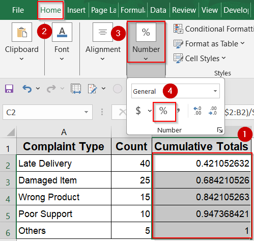 Manually Create a Pareto Chart in Older Excel Versions