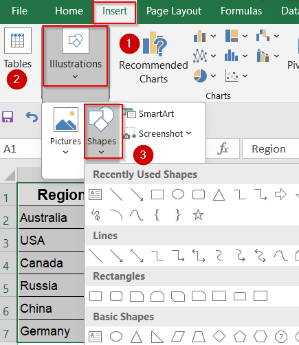 Create a Custom Visual Map Manually in Excel
