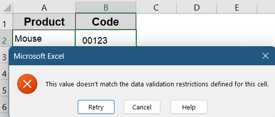 Apply Data Validation to Prevent Entries with Leading Spaces