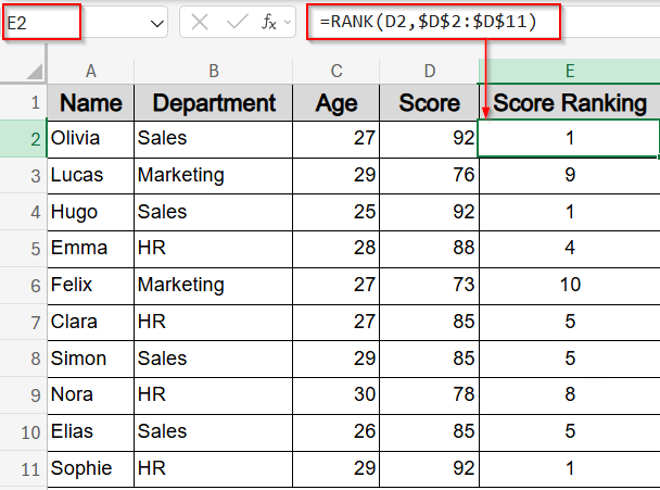Creating a Combined Decimal Rank Using RANK Function