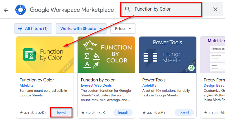 Using the Function by Color Add-On