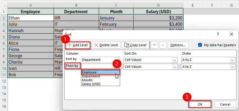 Sorting Multiple Columns Alphabetically But Keeping Rows Together