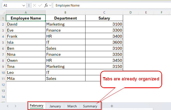Using VBA to Sort Excel Tabs Alphabetically