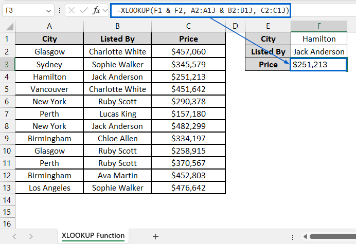 Insert XLOOKUP Function to Return a Value Directly