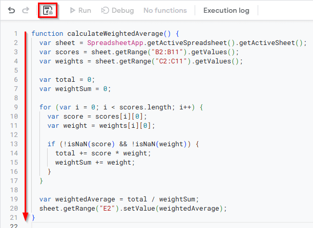 Applying Google Apps Script to Calculate Weighted Average