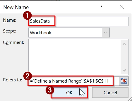 Define a Named Range to Print Selected Area in Excel