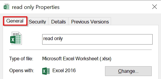 Disable Read-Only from Excel File Properties