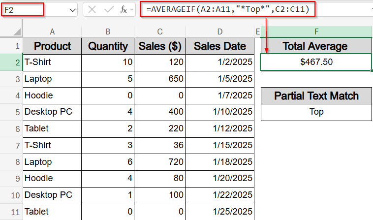 Calculate Average Based on Partial Text Criteria