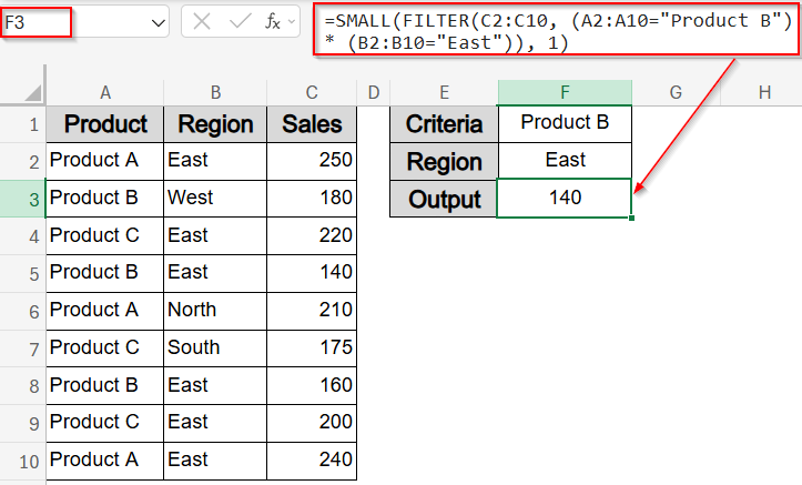 Filter by AND / OR Conditions Using FILTER and SMALL Functions