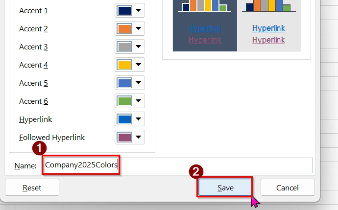 Create a Custom Theme to Change the Theme Colors in Excel