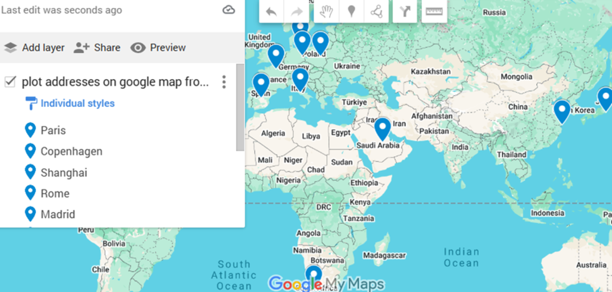 How to Plot Addresses on Google Map from Excel - Excel Insider