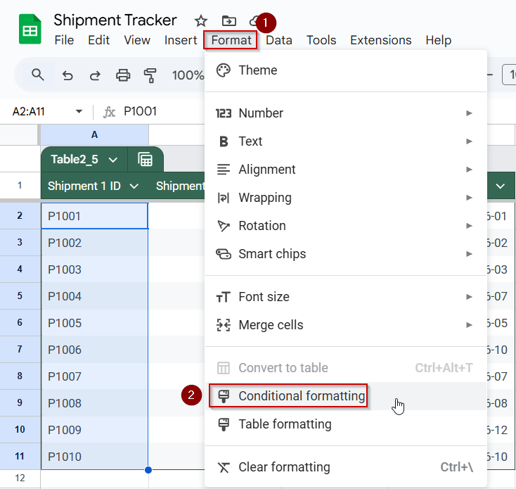 Highlight Missing Values Using Conditional Formatting Across Two Sheets in Google Sheets
