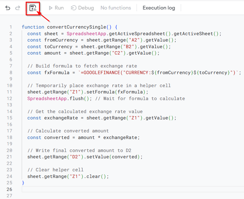 Using Google Apps Script for Currency Conversion