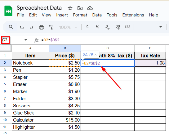 Multiply a Column Using a Constant Stored in a Separate Cell