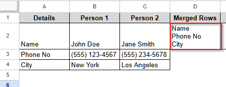 TEXTJOIN Function to Merge Rows in Google Sheets