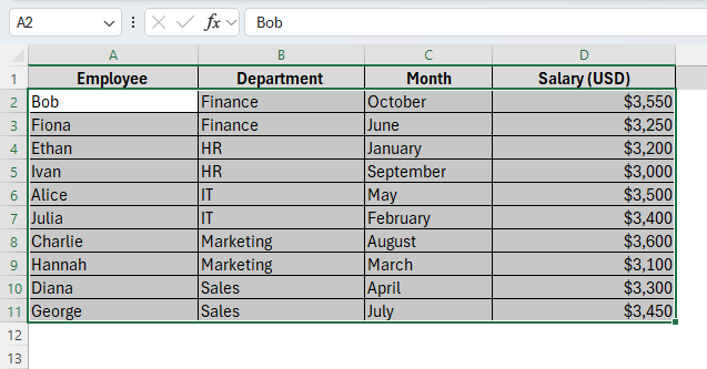 Sorting Multiple Columns Alphabetically But Keeping Rows Together