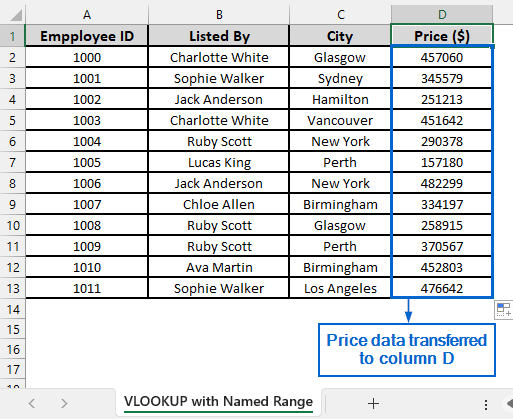 Use VLOOKUP with Named Range
