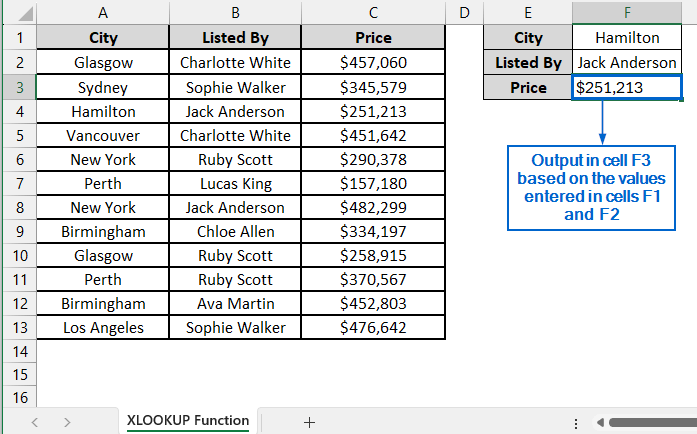 Insert XLOOKUP Function to Return a Value Directly