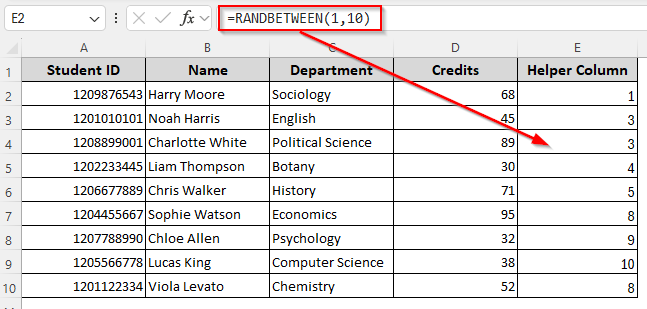 Random Selection with RAND
