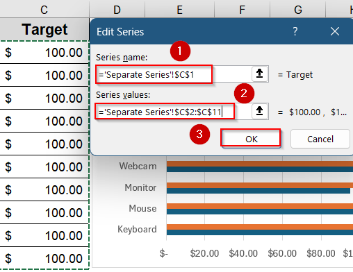 Insert a Separate Data Series to Add a Line
