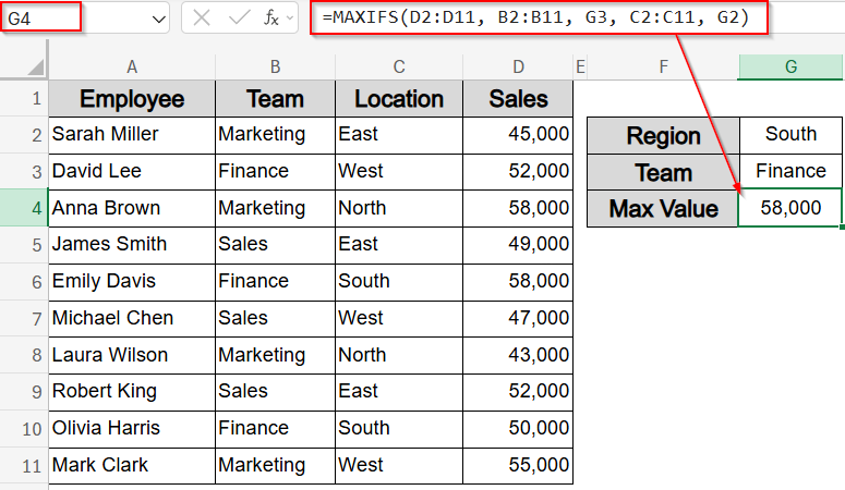 Use MAXIFS for Multiple Dynamic Criteria (Excel 2019 and Later)