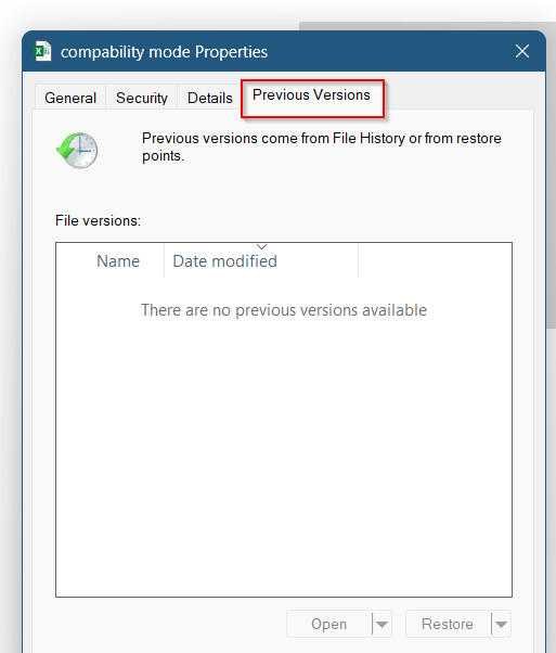 Restore a Previous Version Using OneDrive or Windows File History