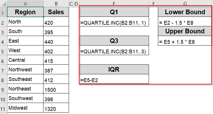 Manually Detect and Remove Outliers Using IQR Logic
