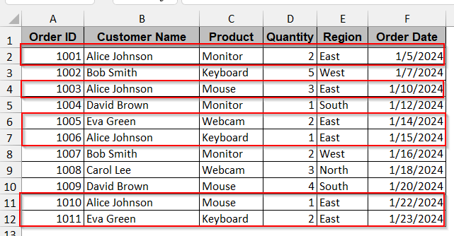 Advanced Filter Option Using One Condition