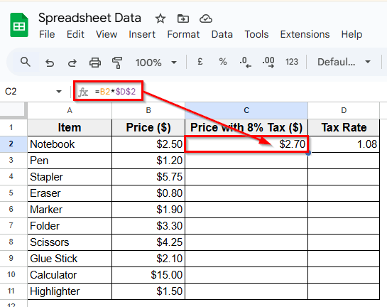 Multiply a Column Using a Constant Stored in a Separate Cell
